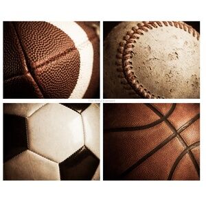 11x14 Sports Prints Set, 4 Photos - Football, Baseball, Soccer, Basketball